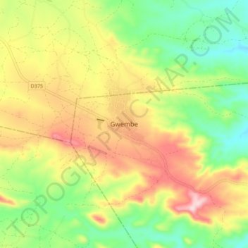 Gwembe topographic map, elevation, terrain