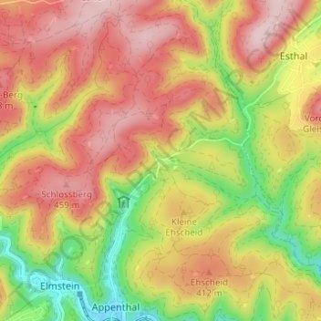 Schwabenbach topographic map, elevation, terrain