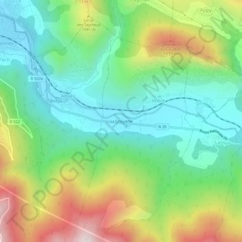 La Crouzette topographic map, elevation, terrain