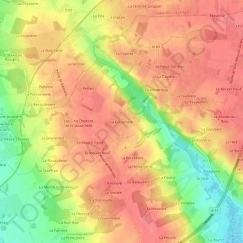 La Gouachère topographic map, elevation, terrain