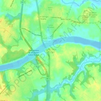 South Saint Georges topographic map, elevation, terrain