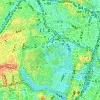 Edo Castle topographic map, elevation, terrain