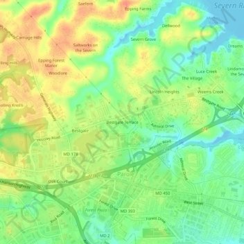 Bestgate Terrace topographic map, elevation, terrain