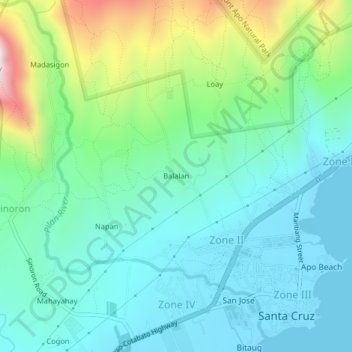 Balalan topographic map, elevation, terrain