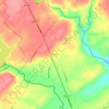 Ottsville topographic map, elevation, terrain