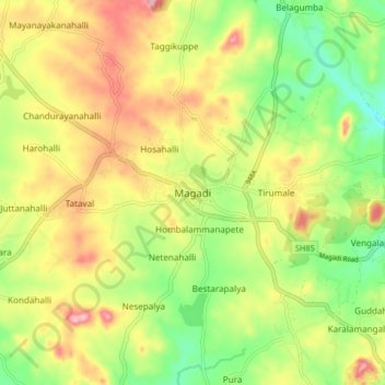 Magadi topographic map, elevation, terrain