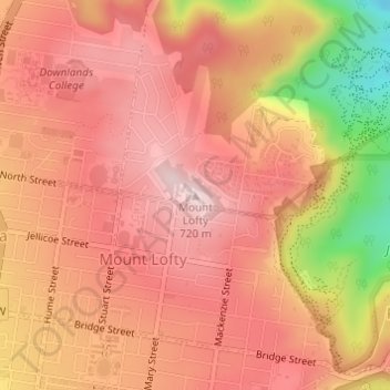 Mount Lofty topographic map, elevation, terrain