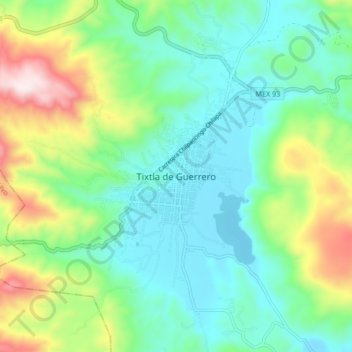 Tixtla de Guerrero topographic map, elevation, terrain