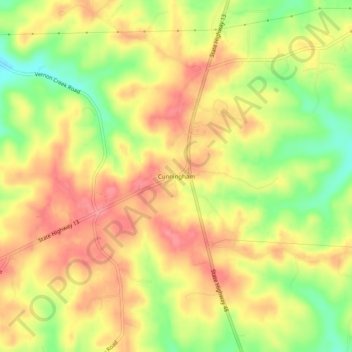 Cunningham topographic map, elevation, terrain