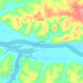 Fox Bluff topographic map, elevation, terrain