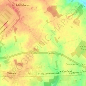 Bamber´s Green topographic map, elevation, terrain