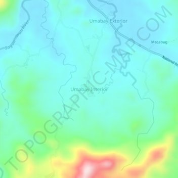Umabay Interior topographic map, elevation, terrain