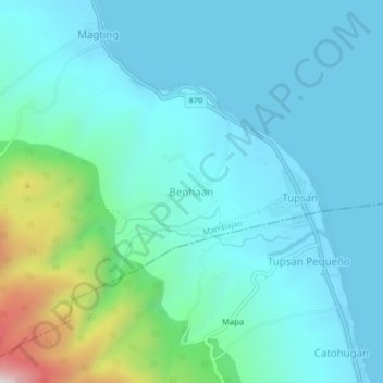 Benhaan topographic map, elevation, terrain