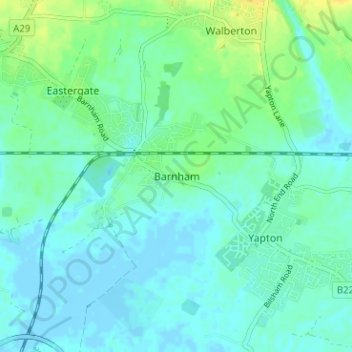 Barnham topographic map, elevation, terrain