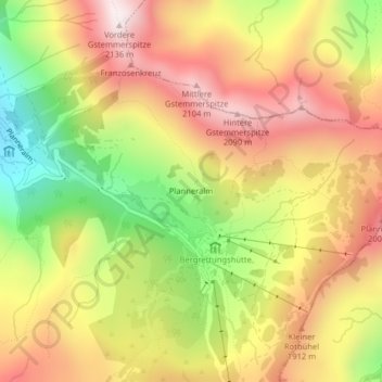 Planneralm topographic map, elevation, terrain