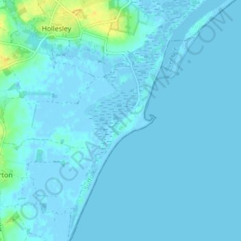 Shingle Street topographic map, elevation, terrain