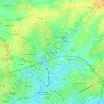 Fief Nouveau topographic map, elevation, terrain
