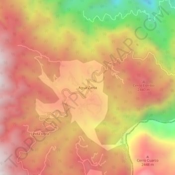 Agua Zarca topographic map, elevation, terrain