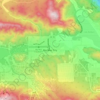 Big Bear City topographic map, elevation, terrain