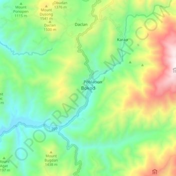 Bokod topographic map, elevation, terrain