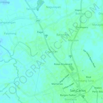 Cacaritan topographic map, elevation, terrain