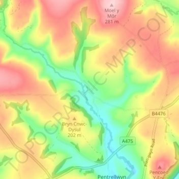 Tregroes topographic map, elevation, terrain