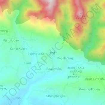 Batur topographic map, elevation, terrain