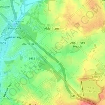 Patchetts Green topographic map, elevation, terrain