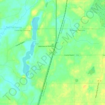 Grandy topographic map, elevation, terrain