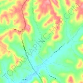 Santa Fe topographic map, elevation, terrain