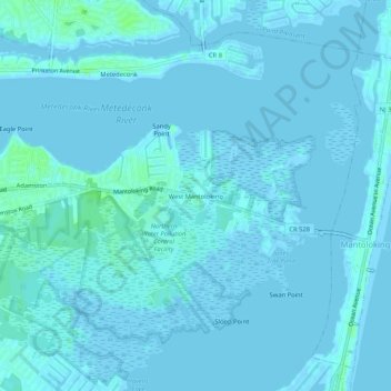 West Mantoloking topographic map, elevation, terrain