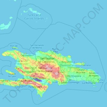 Puerto Plata topographic map, elevation, terrain