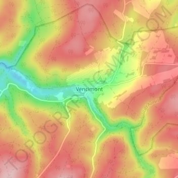 Vencimont topographic map, elevation, terrain