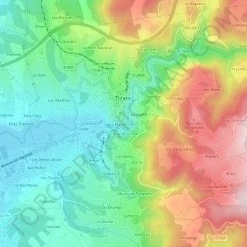 Saint-Jean topographic map, elevation, terrain