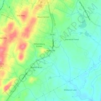 Waterville topographic map, elevation, terrain
