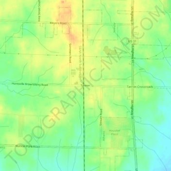 Tanner topographic map, elevation, terrain