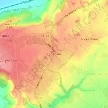 Lyneham topographic map, elevation, terrain
