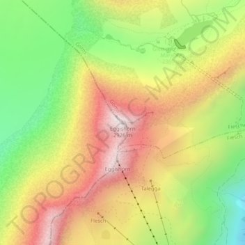 Eggishorn topographic map, elevation, terrain
