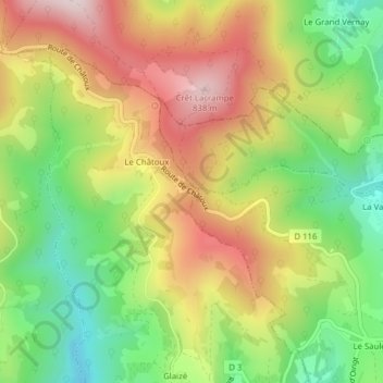 Col du Chêne topographic map, elevation, terrain