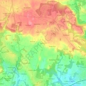 Mané Bras topographic map, elevation, terrain