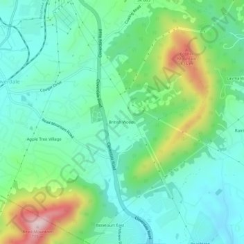 British Woods topographic map, elevation, terrain