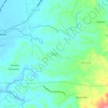 Tugas topographic map, elevation, terrain