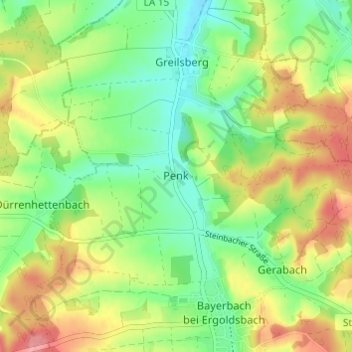 Penk topographic map, elevation, terrain