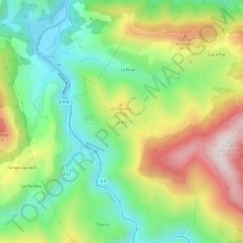 Lastes topographic map, elevation, terrain