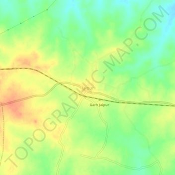 Jaipur topographic map, elevation, terrain