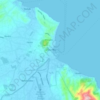 Zakynthos topographic map, elevation, terrain