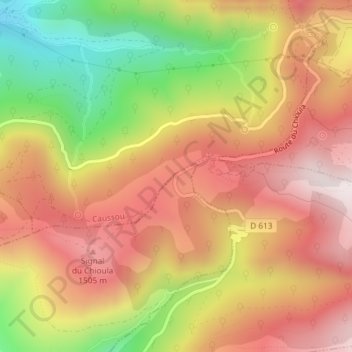 Col du Chioula topographic map, elevation, terrain