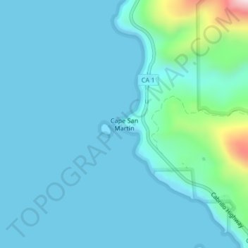 Cape San Martin topographic map, elevation, terrain