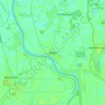Rieda topographic map, elevation, terrain
