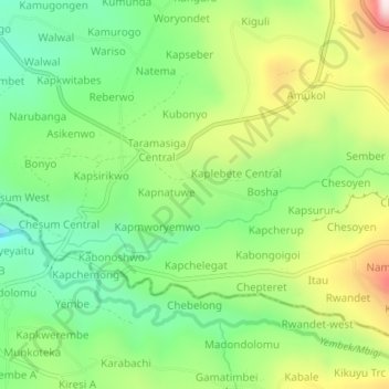 Cherubei topographic map, elevation, terrain